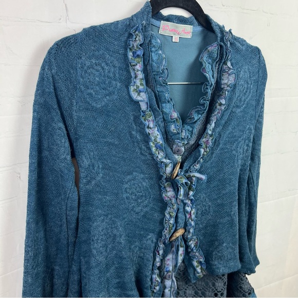 Pretty Angel Women’s Button Up Linen Blend Cardigan Blouse Blue Whimsigoth Small - Picture 13 of 13